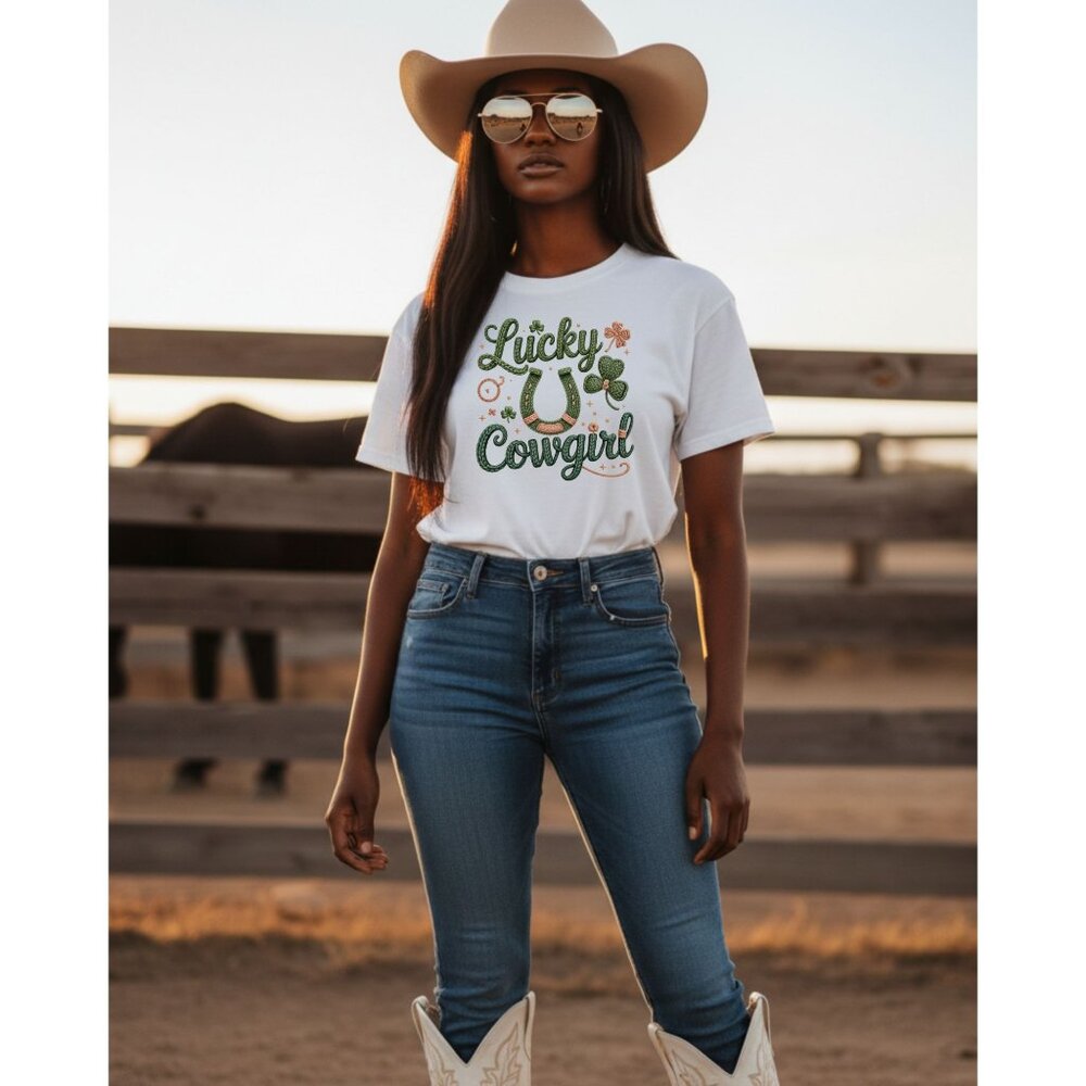 Lucky Cowgirl Western Graphic Tee – Women’s Country Rodeo Boutique Shirt - Picture 3 of 11